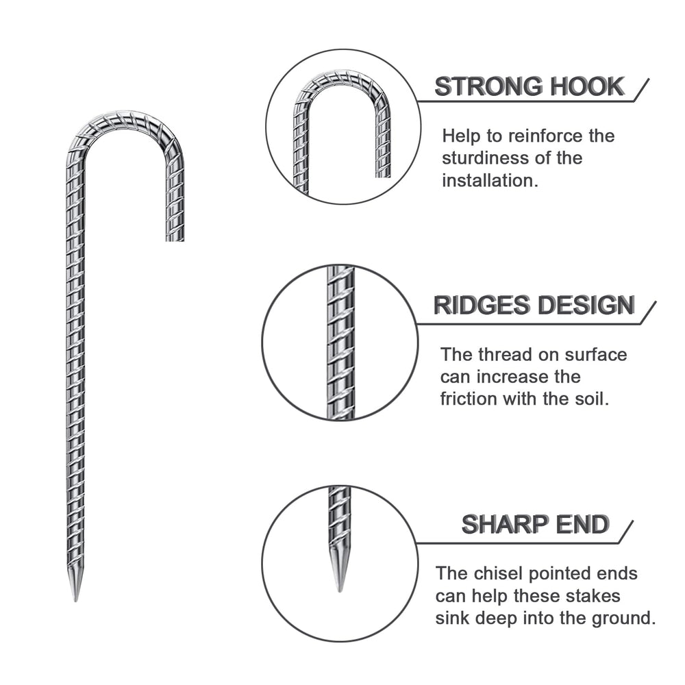 ARRYNTHEON metal fence stakes endure outdoor use with durable construction.