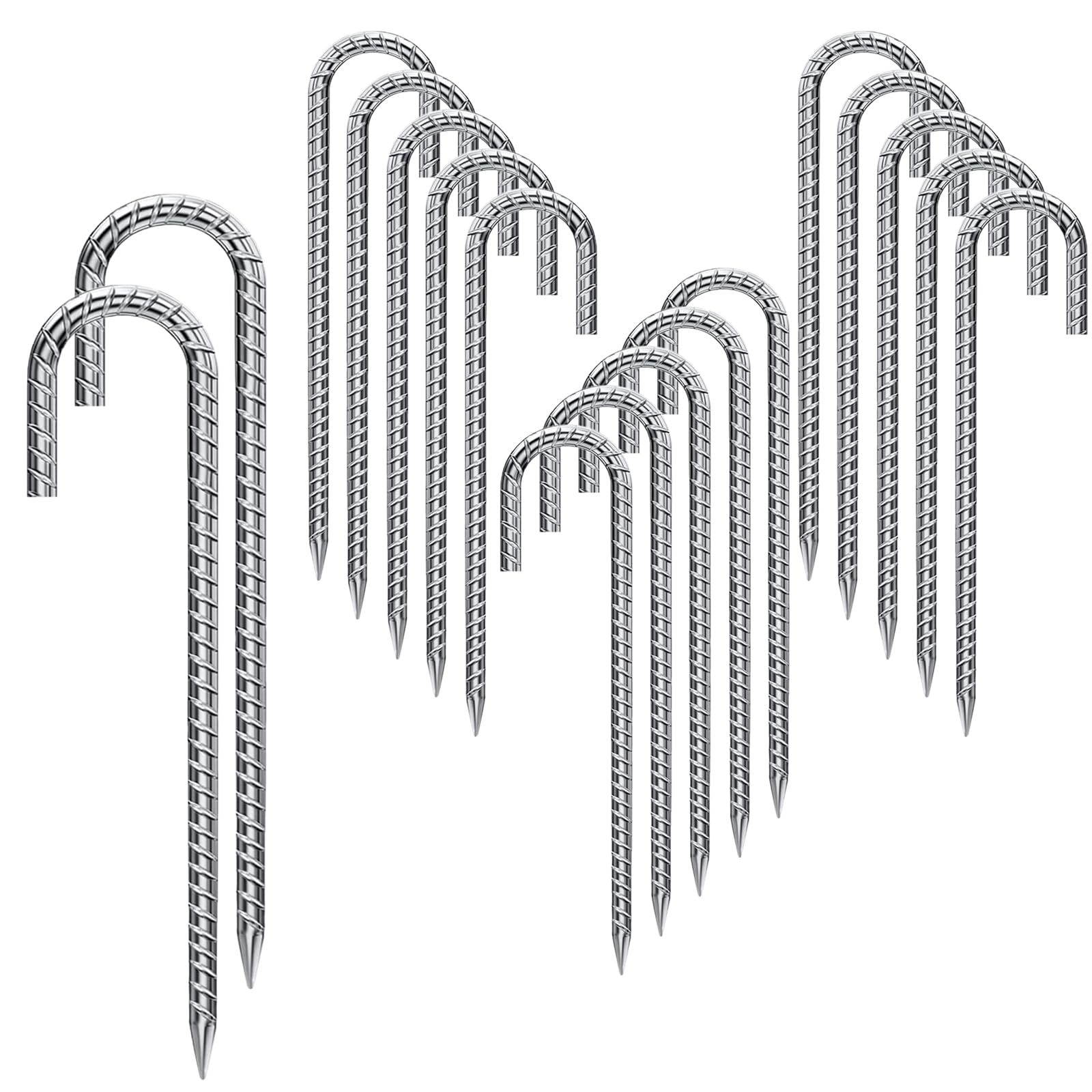 ARRYNTHEON rebar stakes 16-inch setup shows sturdy 17-pack for secure anchoring.
