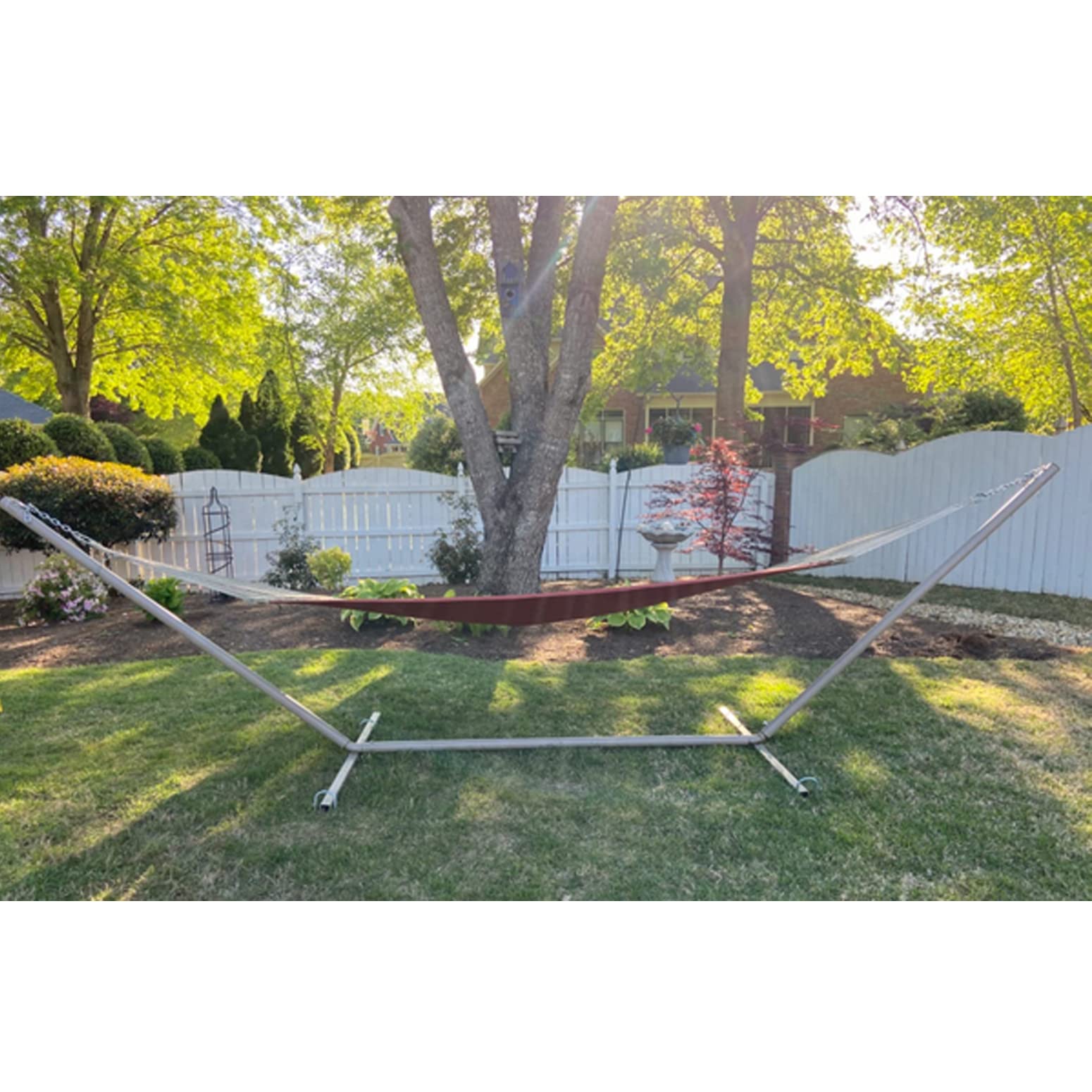 ARRYNTHEON rebar stakes with J-hook design demonstrates easy tent and fence attachment.