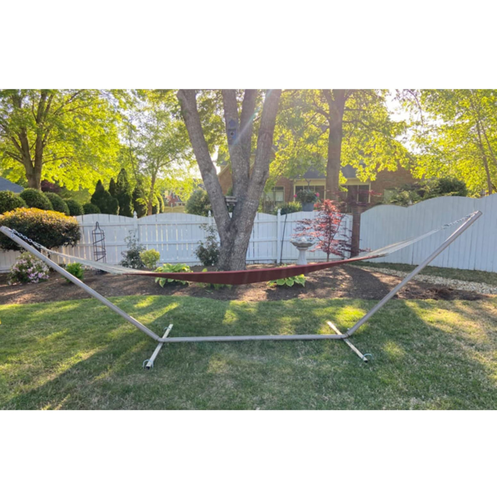 ARRYNTHEON rebar stakes with J-hook design demonstrates easy tent and fence attachment.