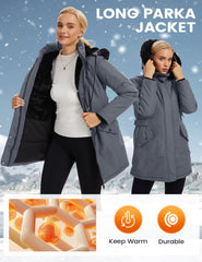 Arssm women's winter puffer coat back view shows sleek silhouette for styling.