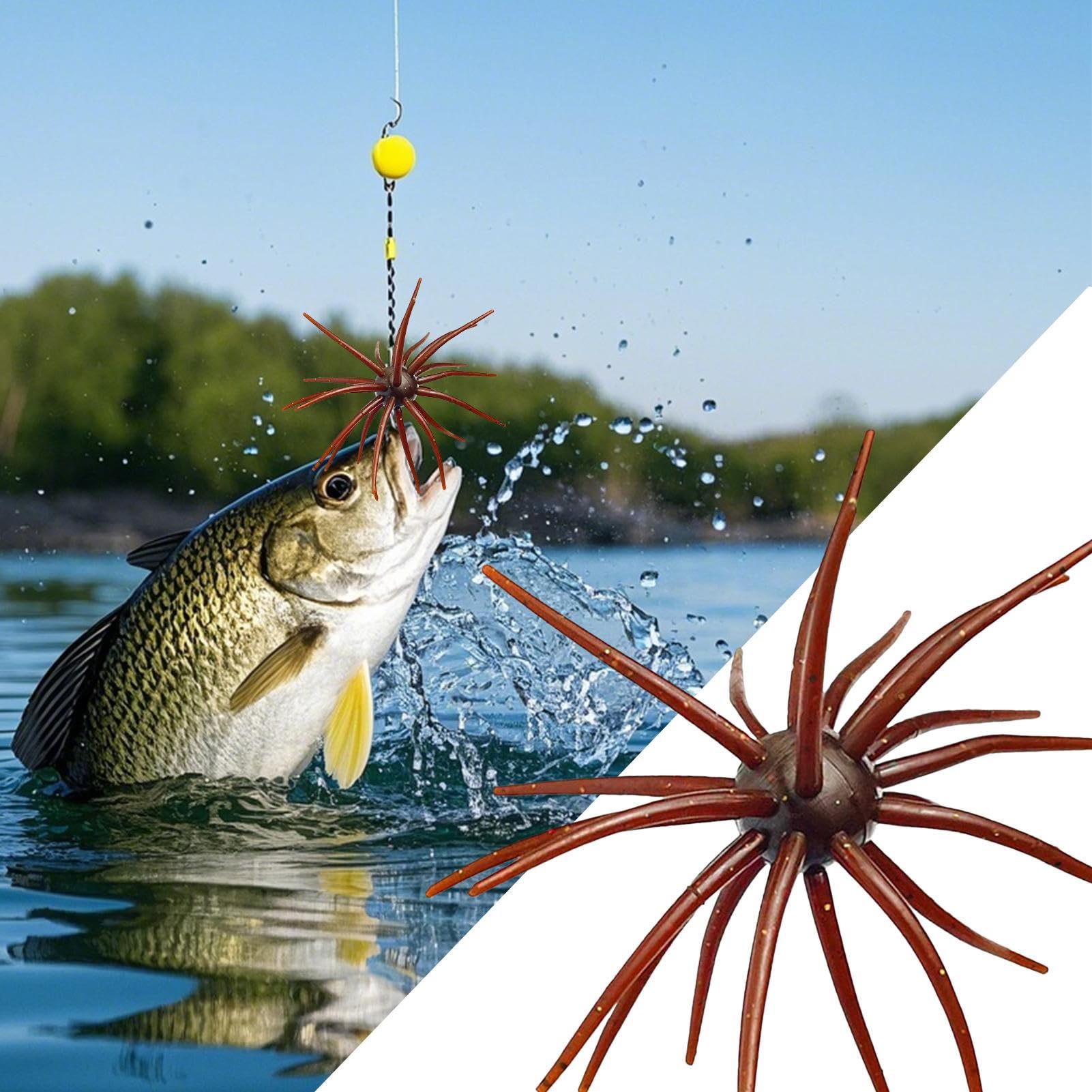 Artificial Fishing Lure showing grass skirt motion for strong underwater attraction.