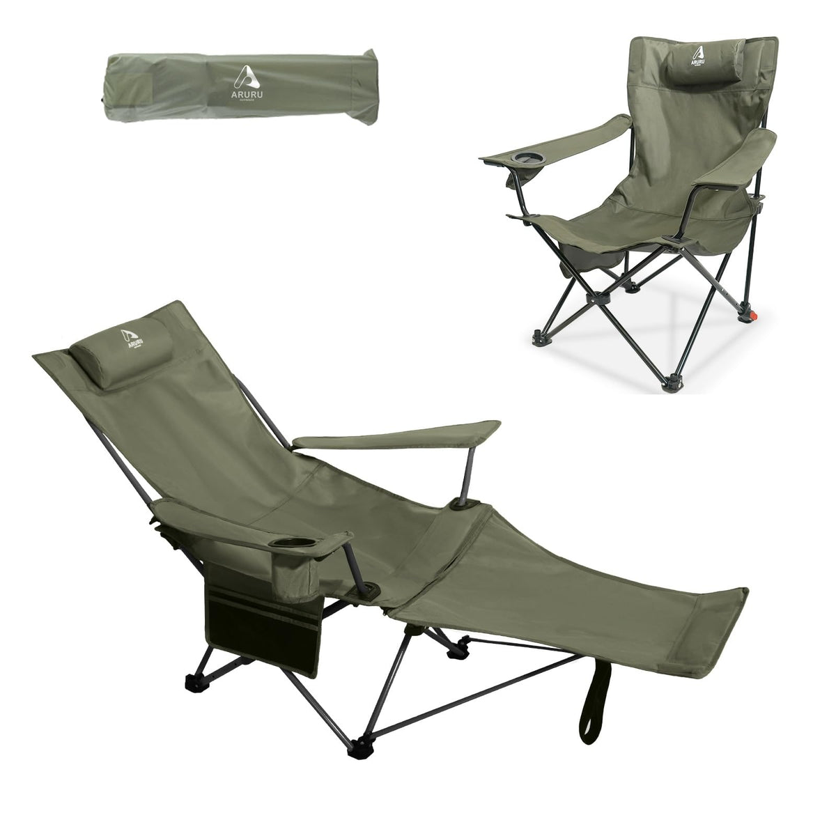 ARURU 2-in-1 reclining chair with footrest for relaxed outdoor lounging.