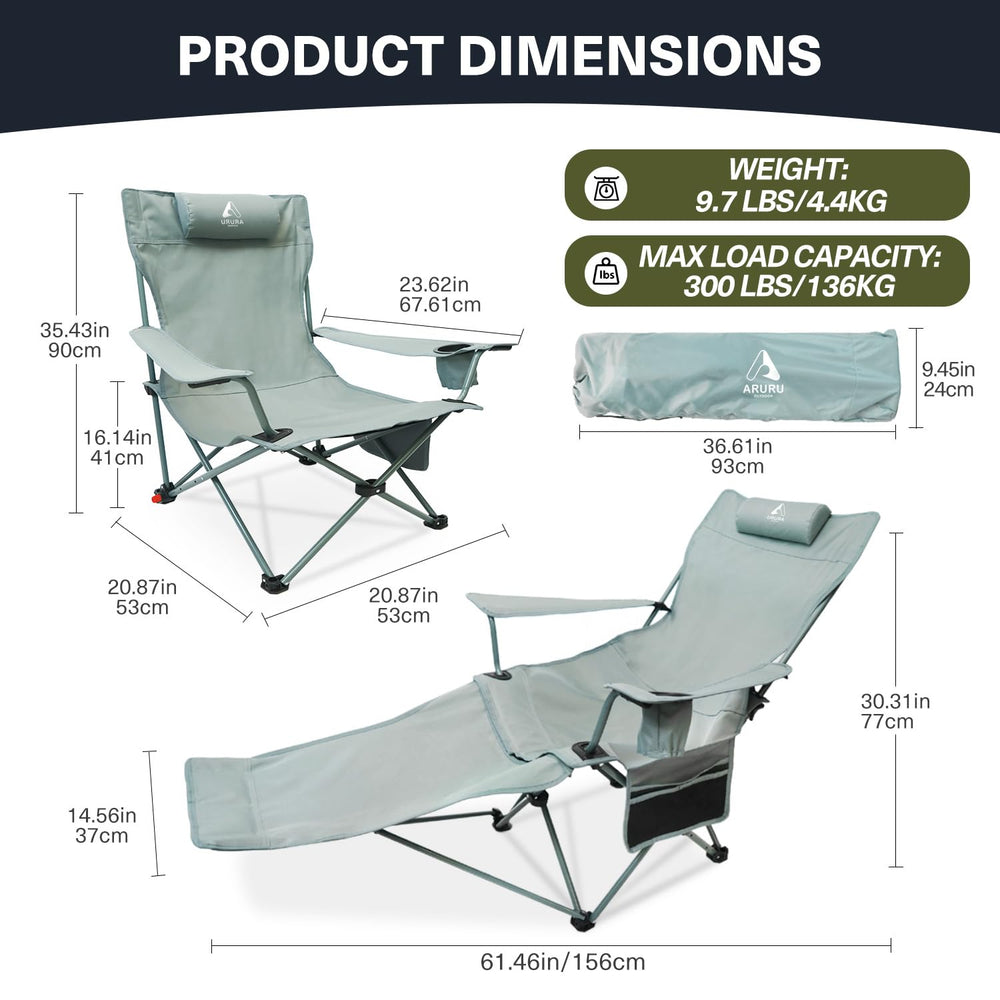 ARURU sturdy metal frame and 600D Oxford fabric ensure long-lasting support.