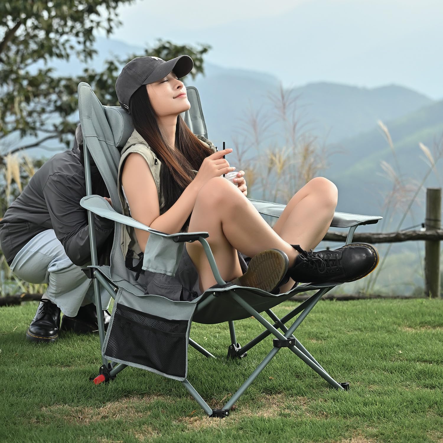 ARURU reclining chair with adjustable backrest showing three angles for comfort.