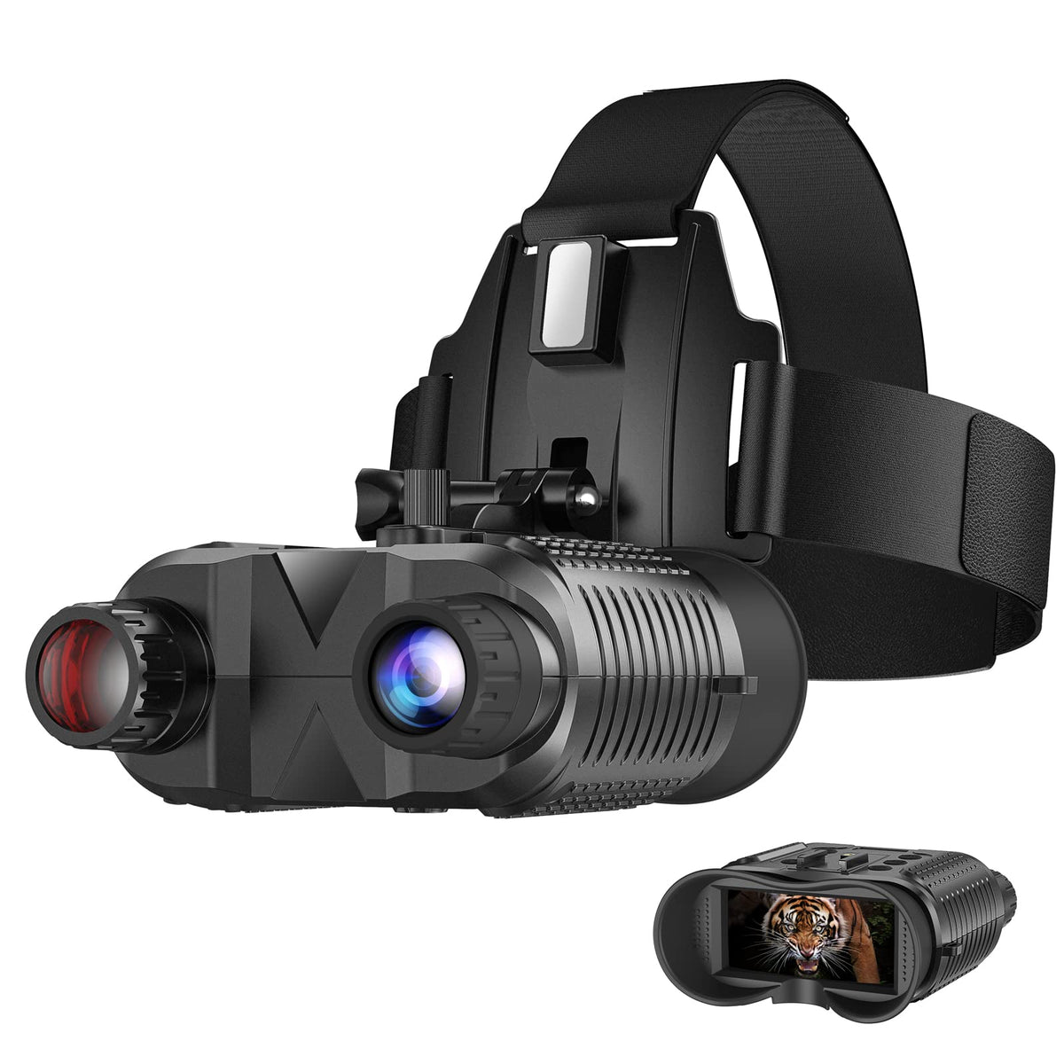 ArzzuNiu head-mounted night vision goggles with a 2.7-inch screen for clear nighttime viewing
