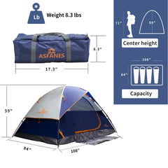 ASFANES tent with clear setup instructions for easy 5-10 minute assembly.
