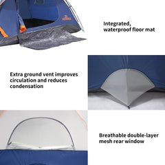 ASFANES tent highlights double-layer windows and skylight for fresh air.