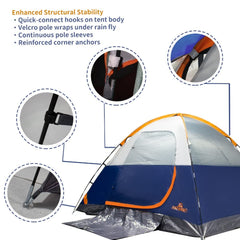 ASFANES tent features PU1500mm coating for water resistance and UV protection.