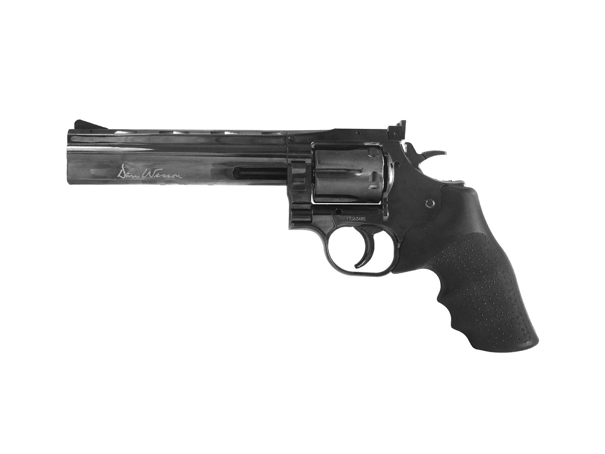 ASG Dan Wesson 715 pellet revolver in steel grey, full metal construction for authentic handling.