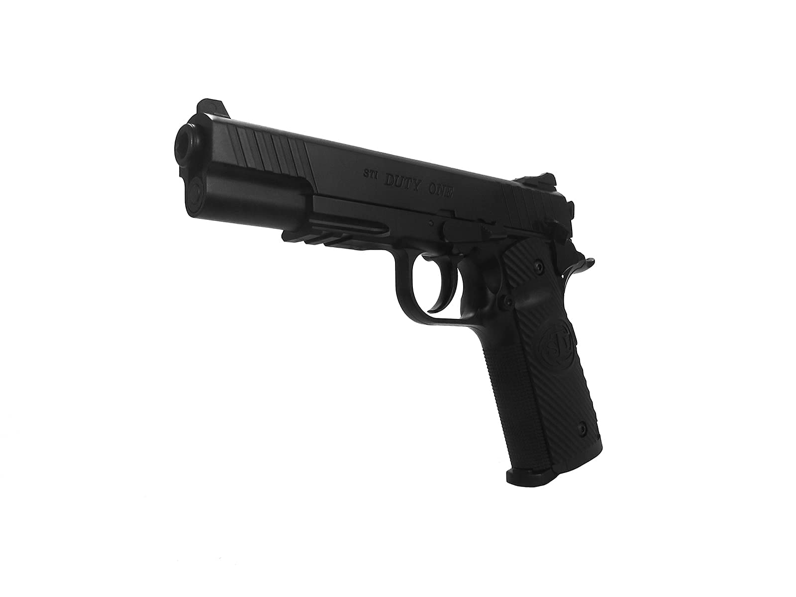 ASG STI Duty One shows authentic STI markings for replica accuracy.