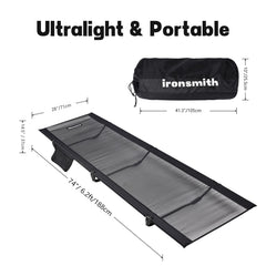 ASGARD camping cot folded compactly for easy storage and travel