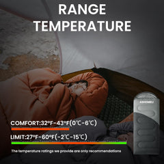 ASHOMELI All Season Sleeping Bag brushed-fleece-lining offers soft, skin-friendly comfort.
