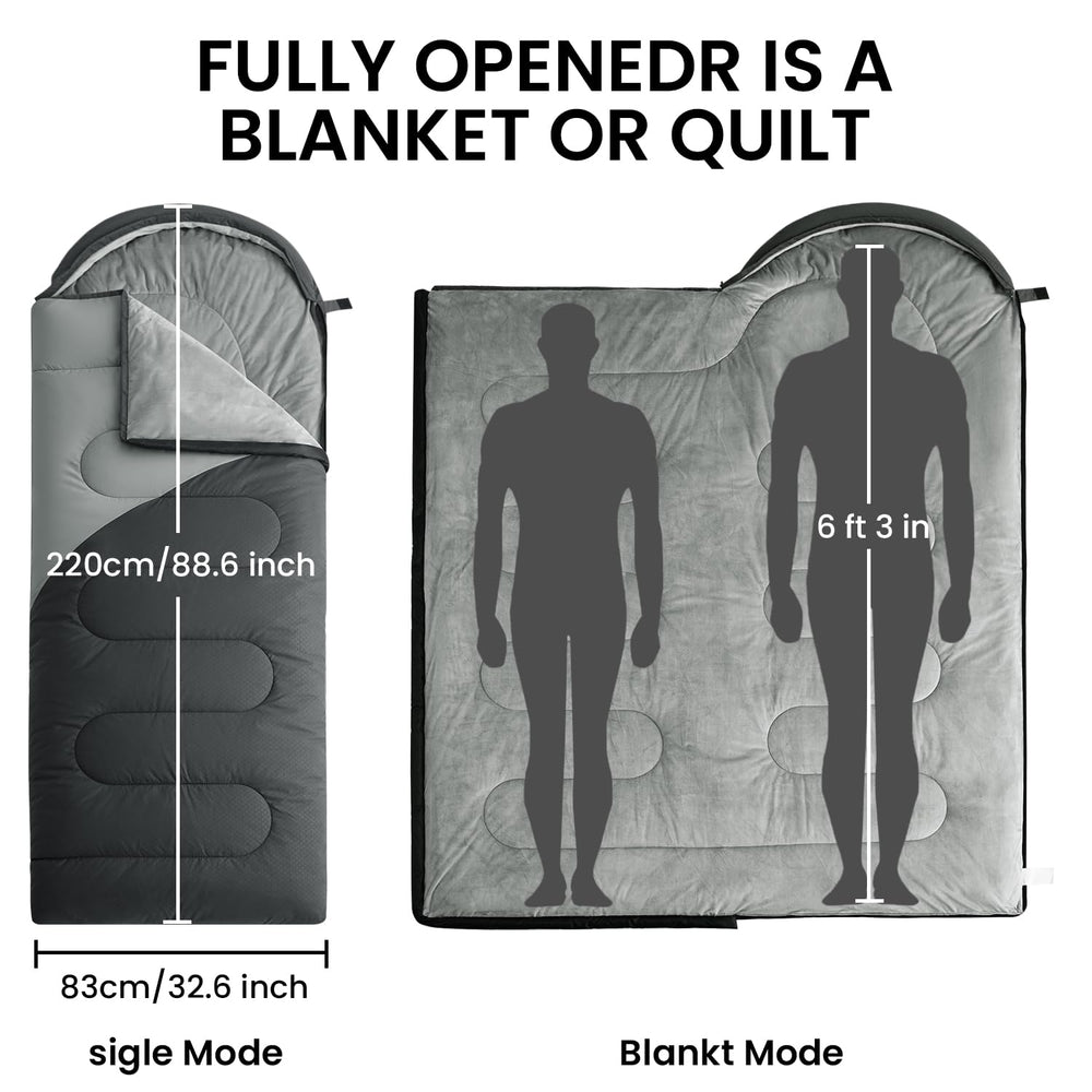ASHOMELI All Season Sleeping Bag packable-with-compression-sack for easy carry on trips.