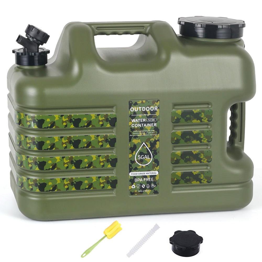 ASIEIT 5 gallon water jug with spigot pours smoothly for camping hydration.