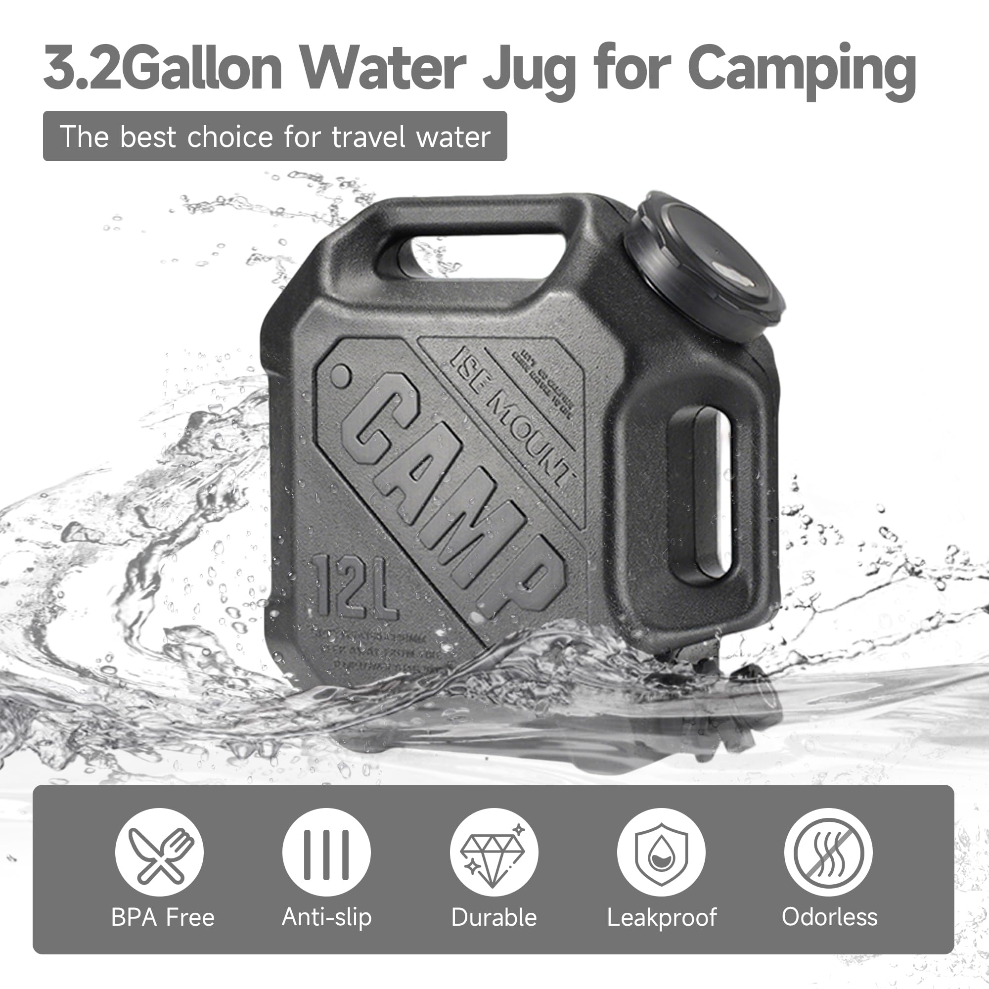 ASIEIT water jug for camping with two handles for simple transport.