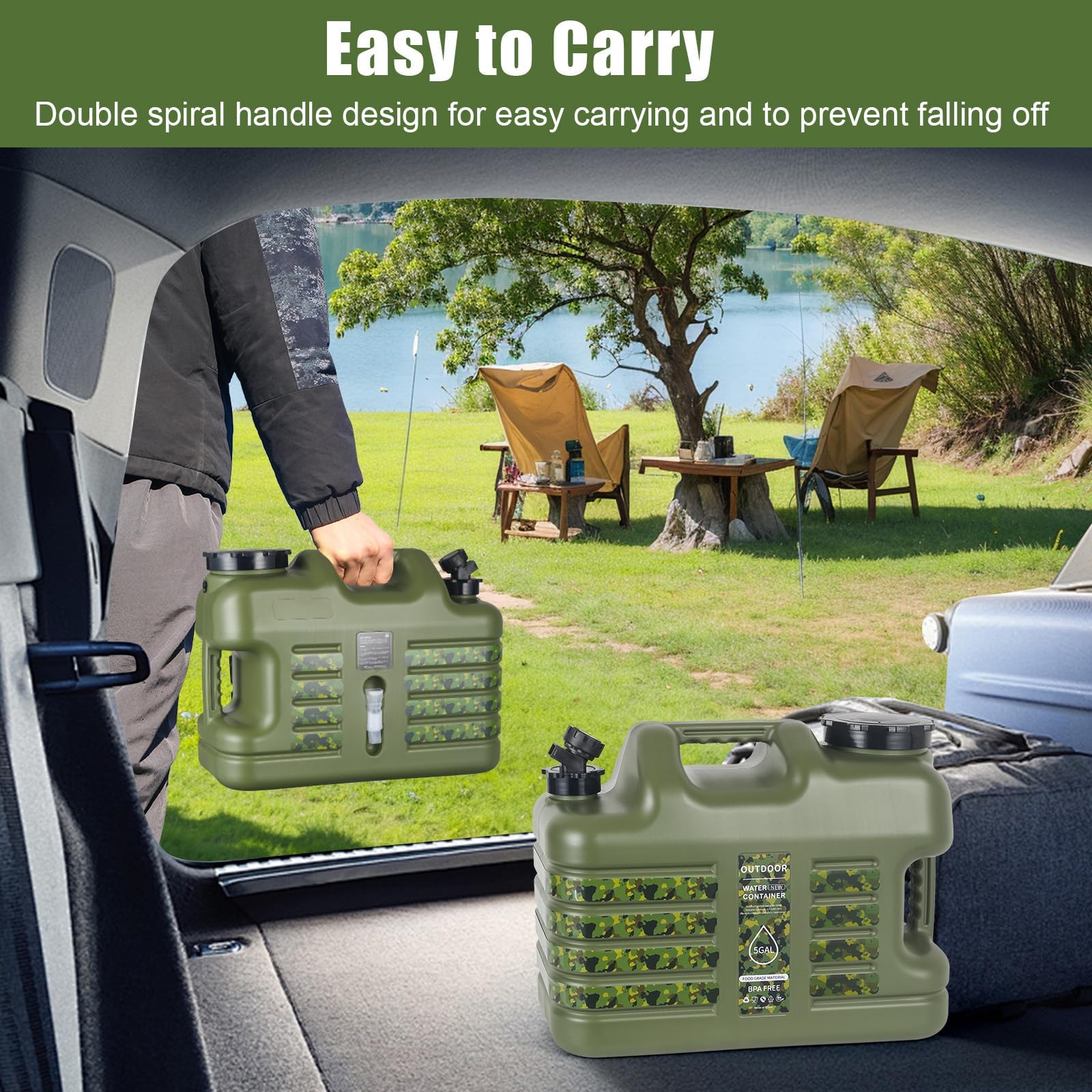 ASIEIT BPA-free water tank ensures odor-free drinking water outdoors.