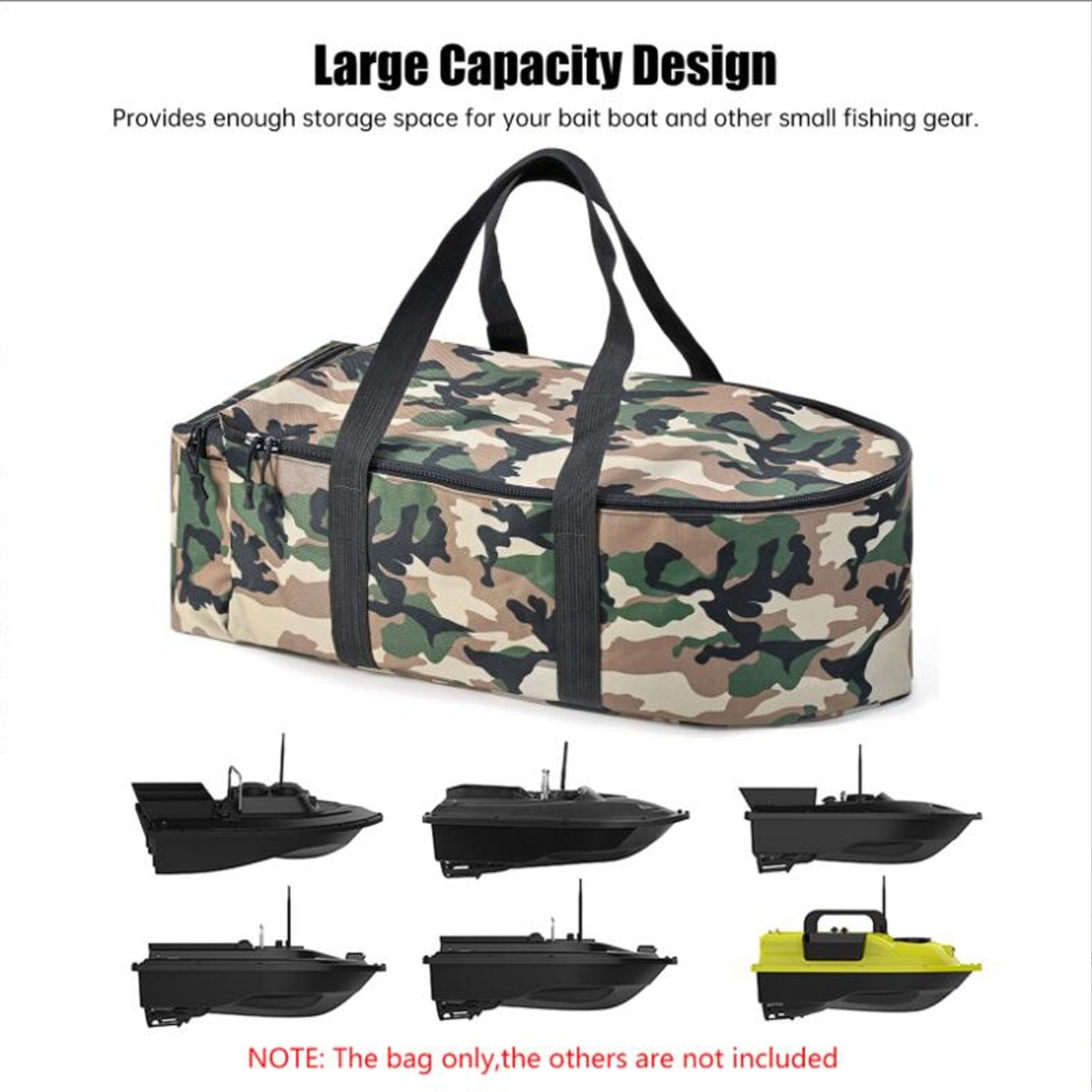 Asixxsix RC Bait Boat Storage Bag zipper detail enables quick access in field conditions.