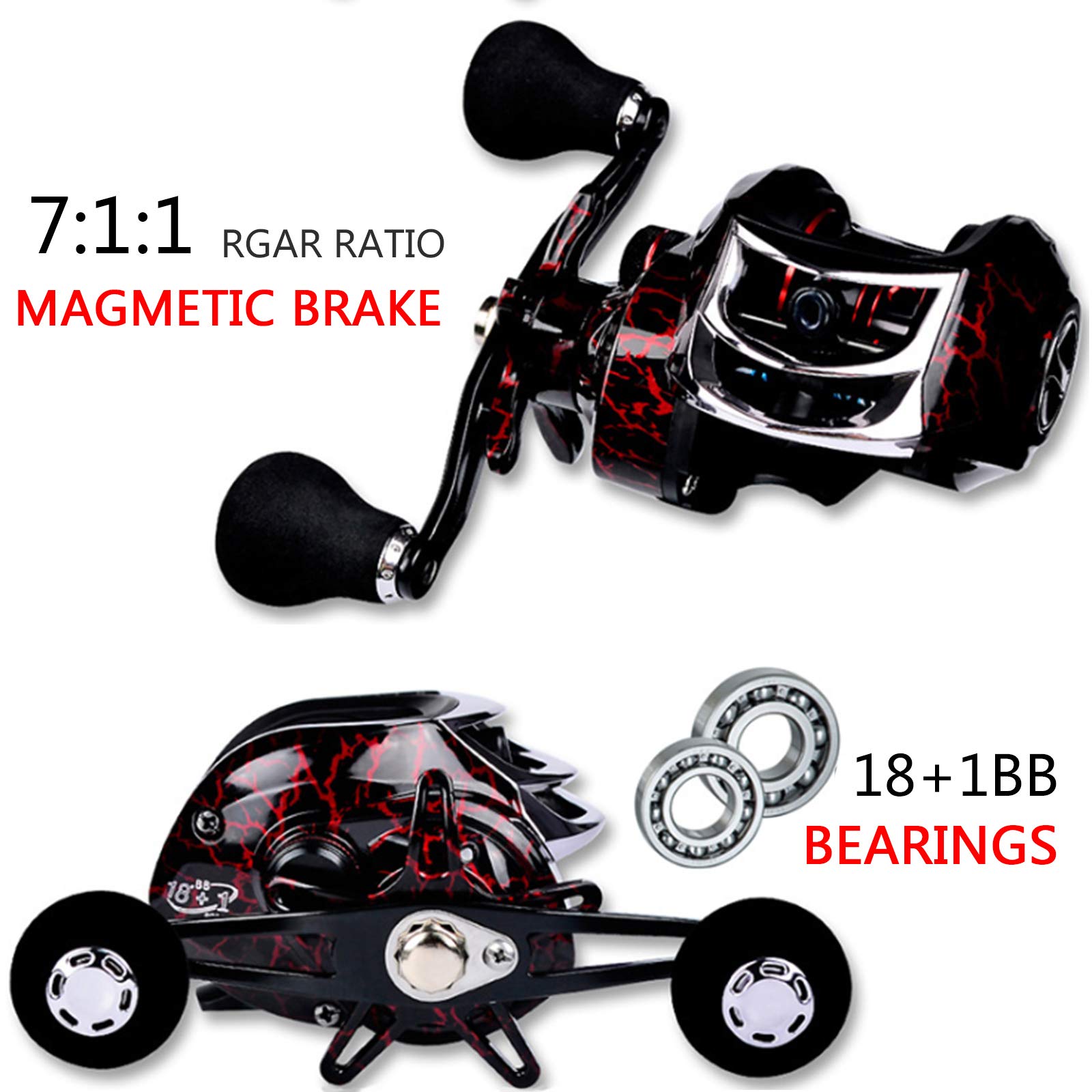Baitcasting reel with 10 magnet braking system