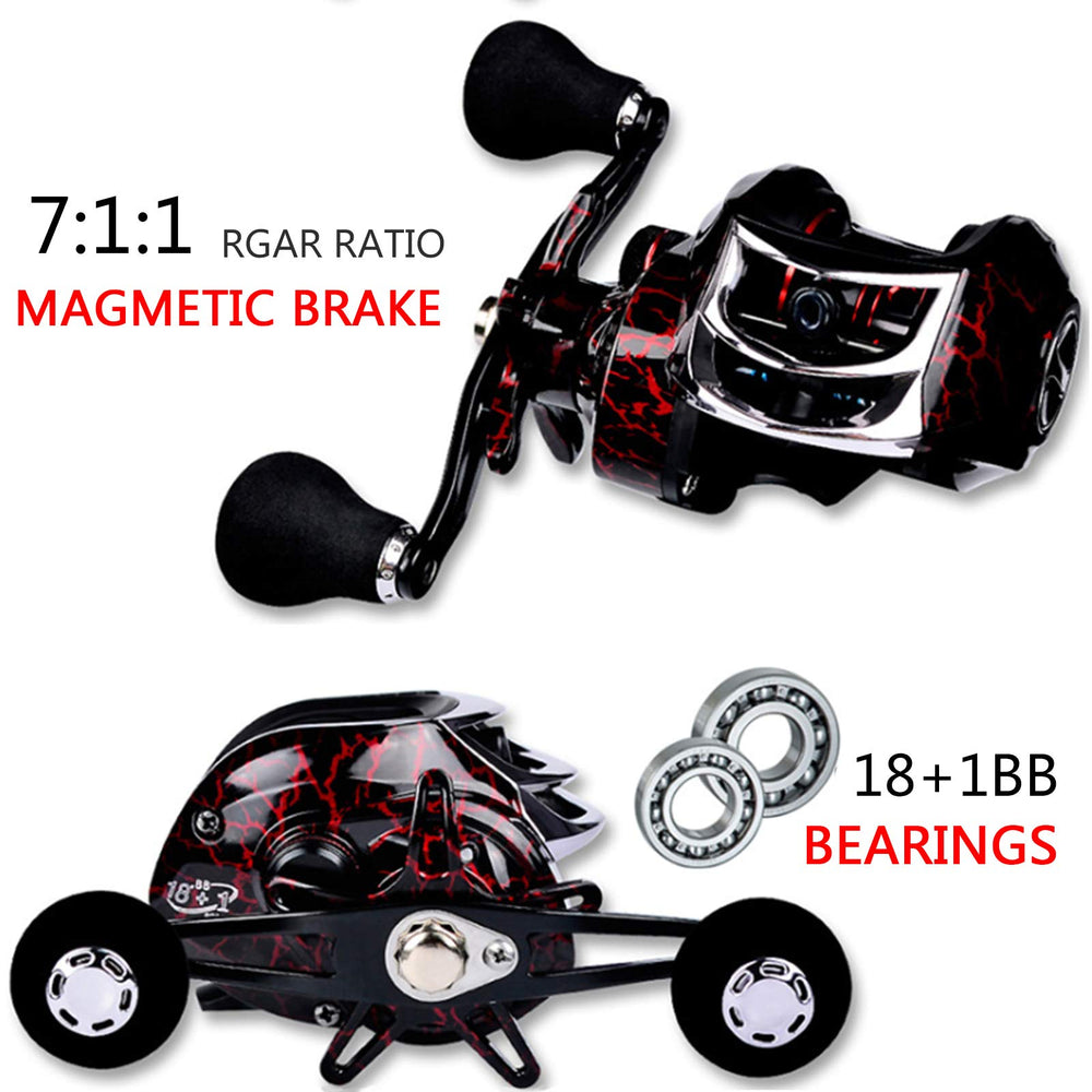 Baitcasting reel with 10 magnet braking system