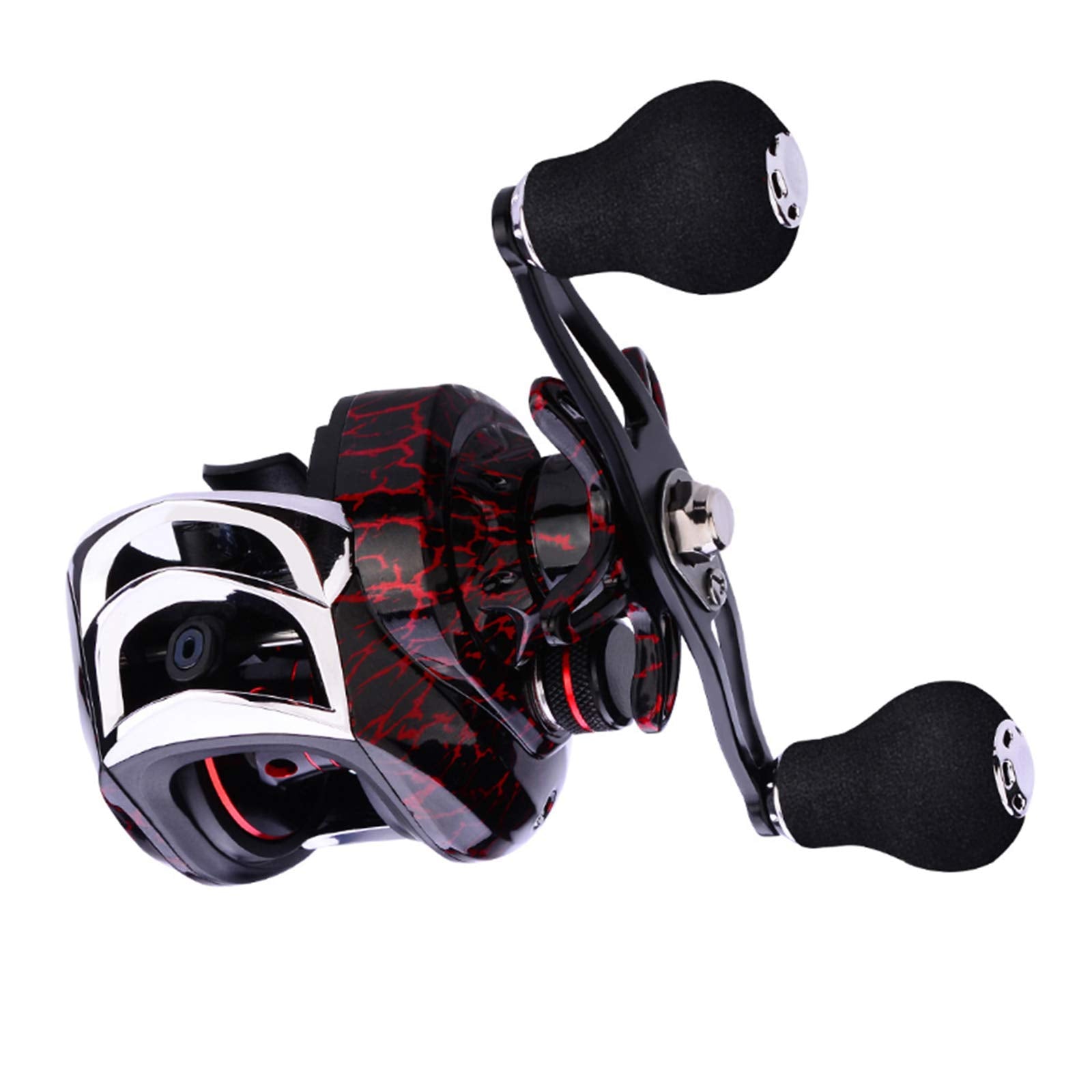 ASIYUN baitcasting reel close-up showing 7.1:1 gear ratio