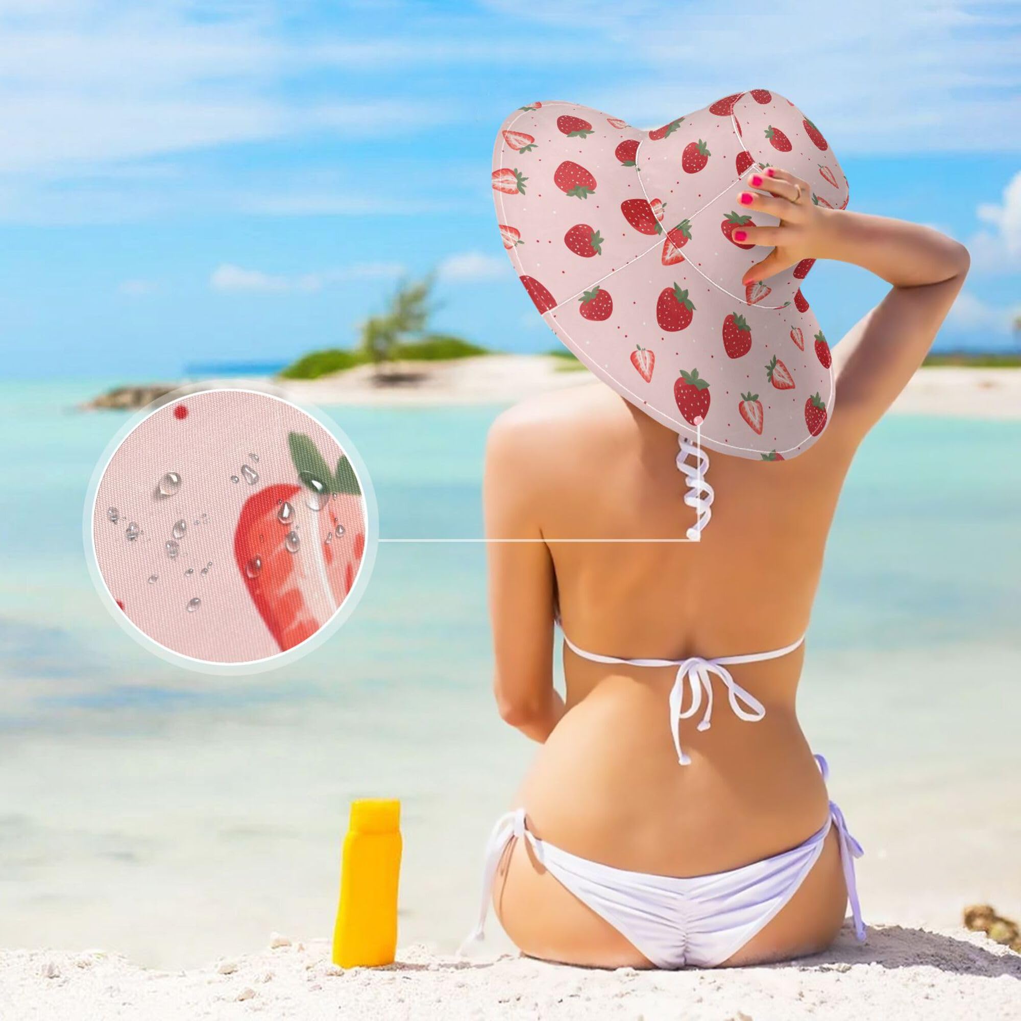 Aslsiy beach-ready hat complements vacation outfits for sunny days.