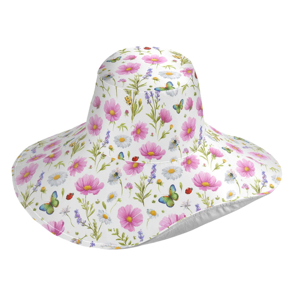 Aslsiy dragonfly butterfly flowers wide-brim white sun hat protects face and neck in sun