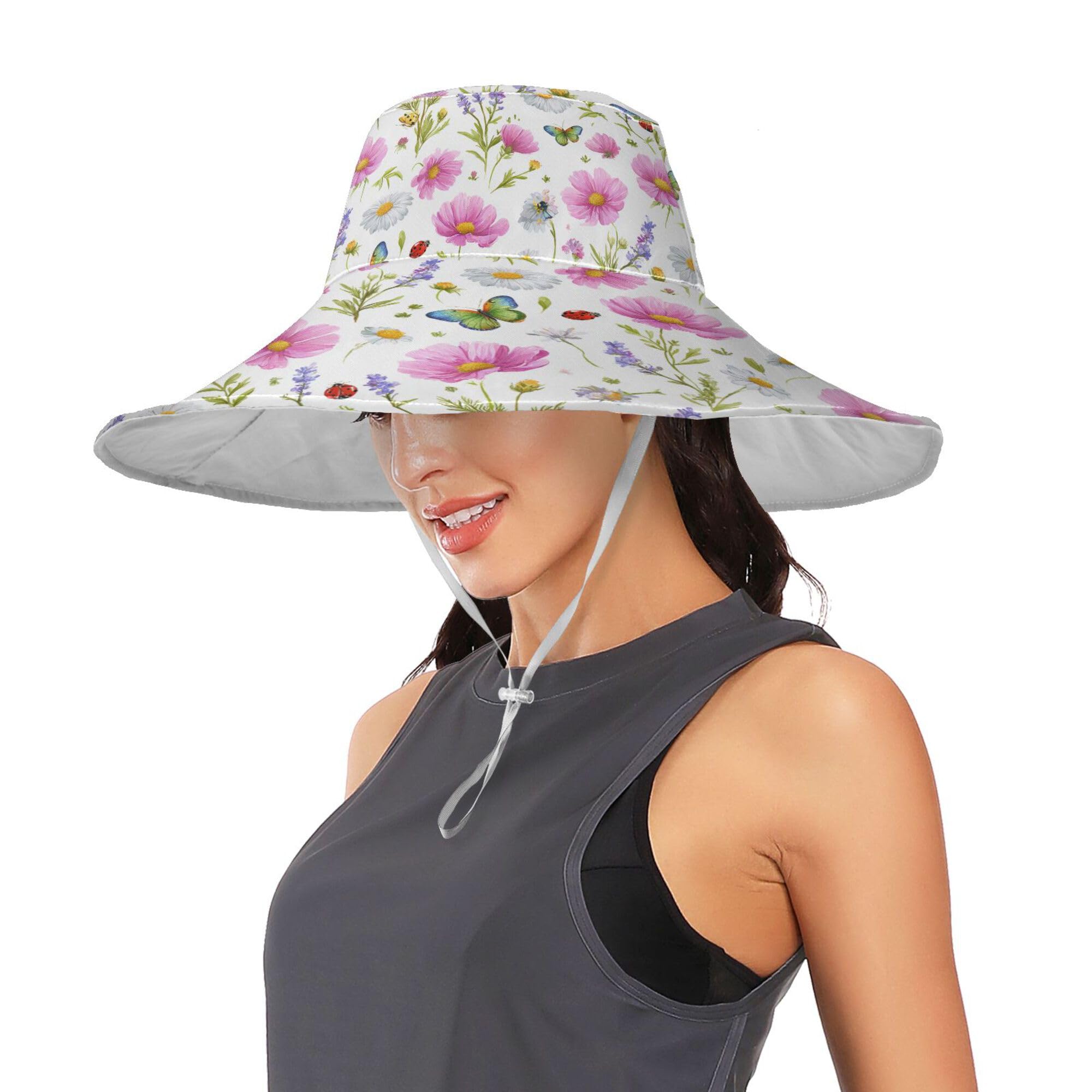 Aslsiy foldable wired-edge sun hat with detachable chin strap stays secure in wind