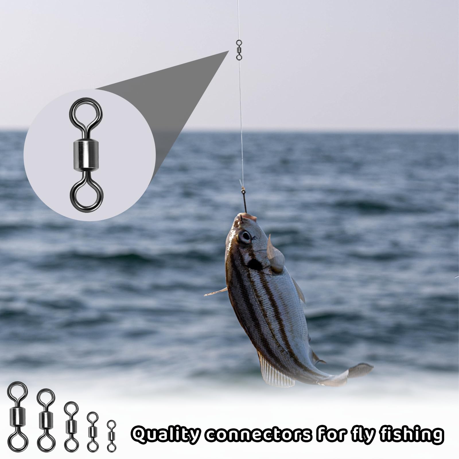 Asofelk 12mm micro rolling barrel swivel for fly fishing