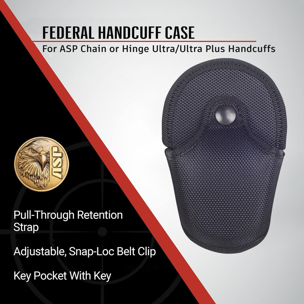 ASP federal handcuff case side view highlights secure belt integration for patrols