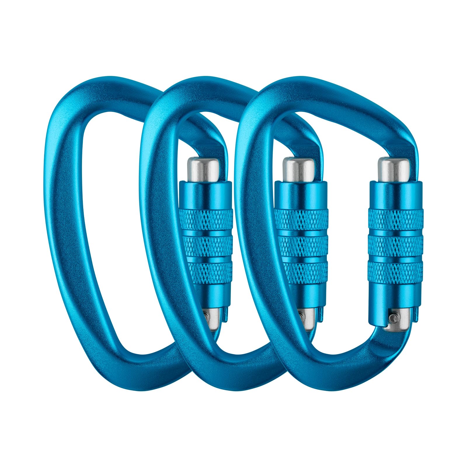 Aspire 12kn blue carabiner closeup showing durable aerospace aluminum for everyday use.