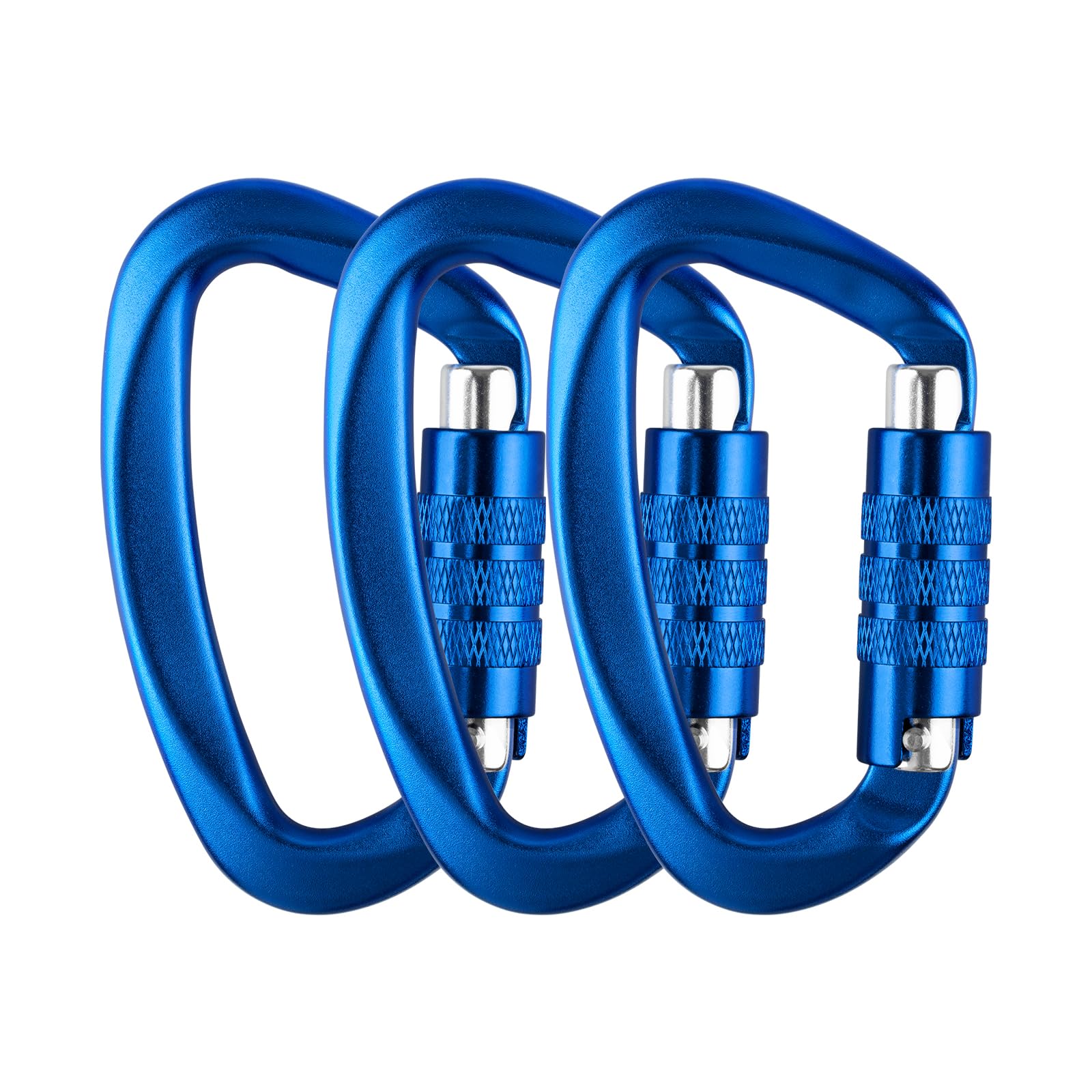 Aspire auto-locking carabiner closeup in Royal Blue for secure hammock setup