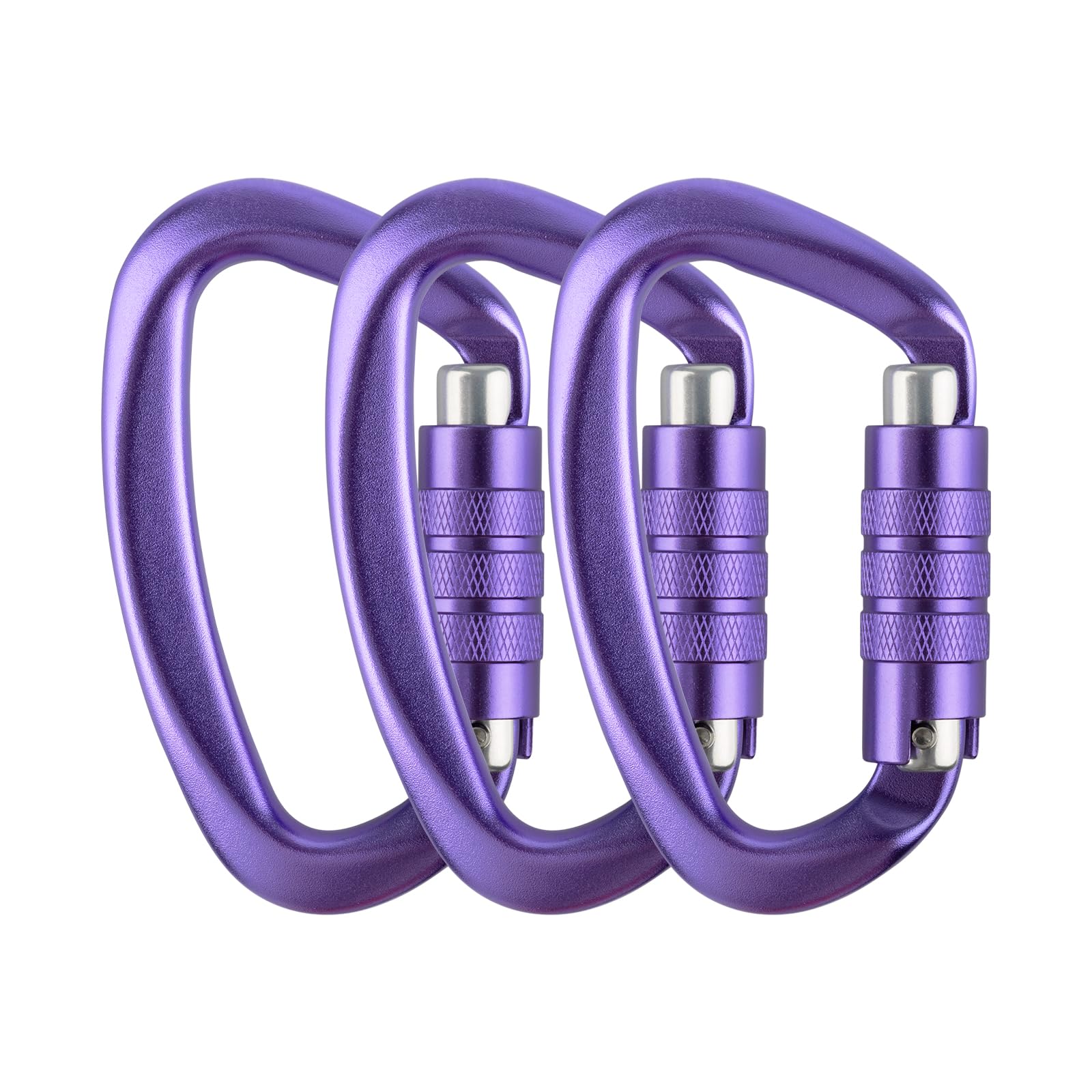 Aspire 3PCS auto-locking carabiner in purple secures hammock setups.