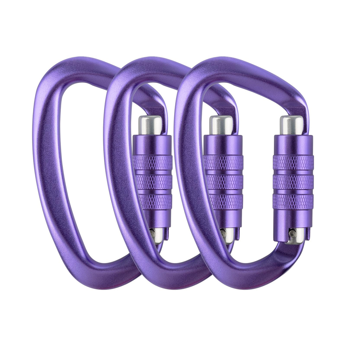 Aspire 3PCS auto-locking carabiner in purple secures hammock setups.