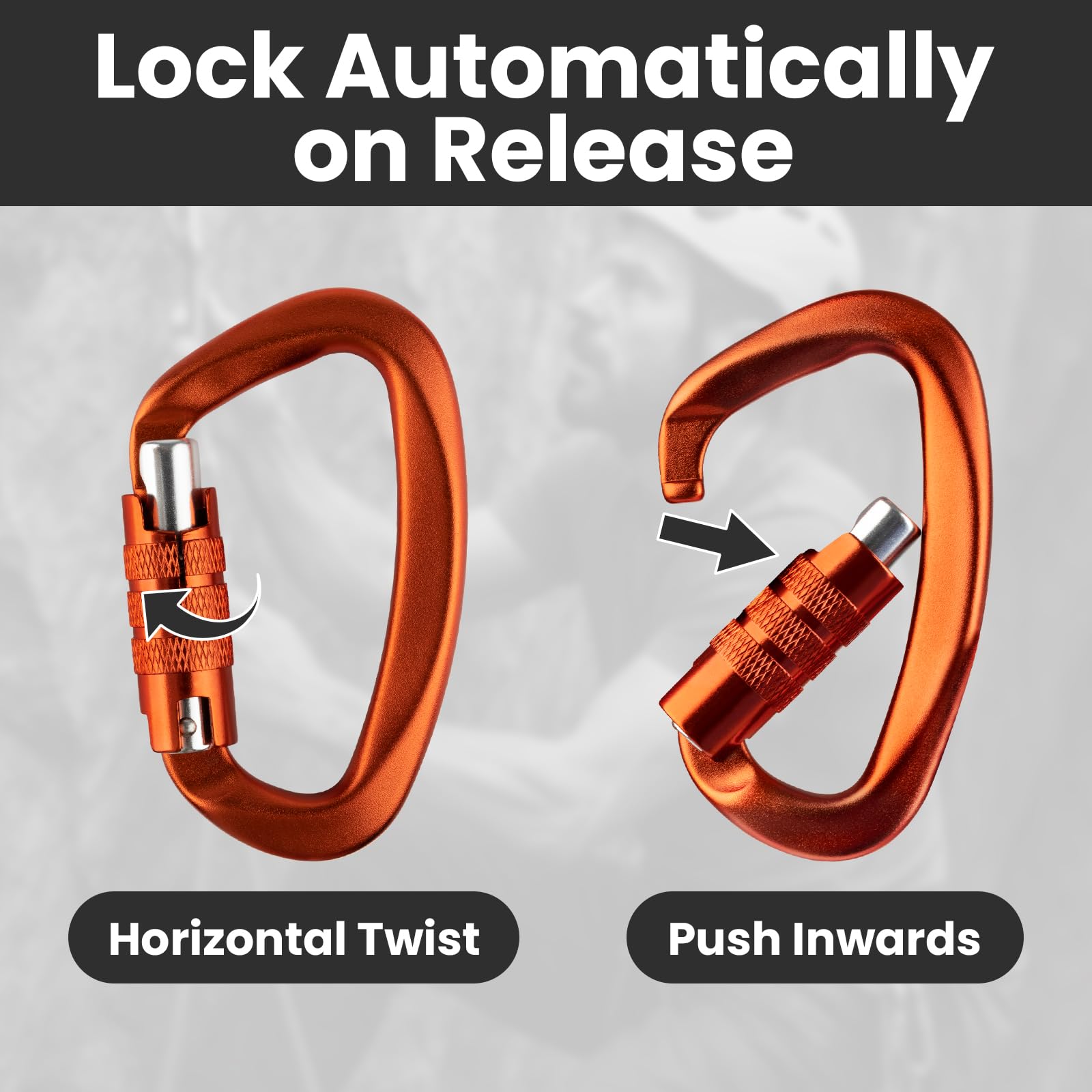 Aspire hammock setup with blue carabiner demonstrates easy attachment and safety.