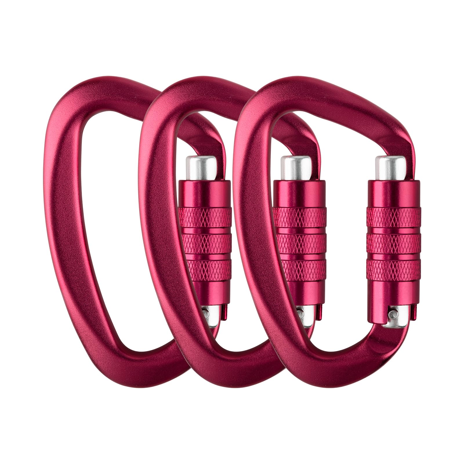 Aspire hot-pink carabiner 12kn assembly for secure outdoor setups.
