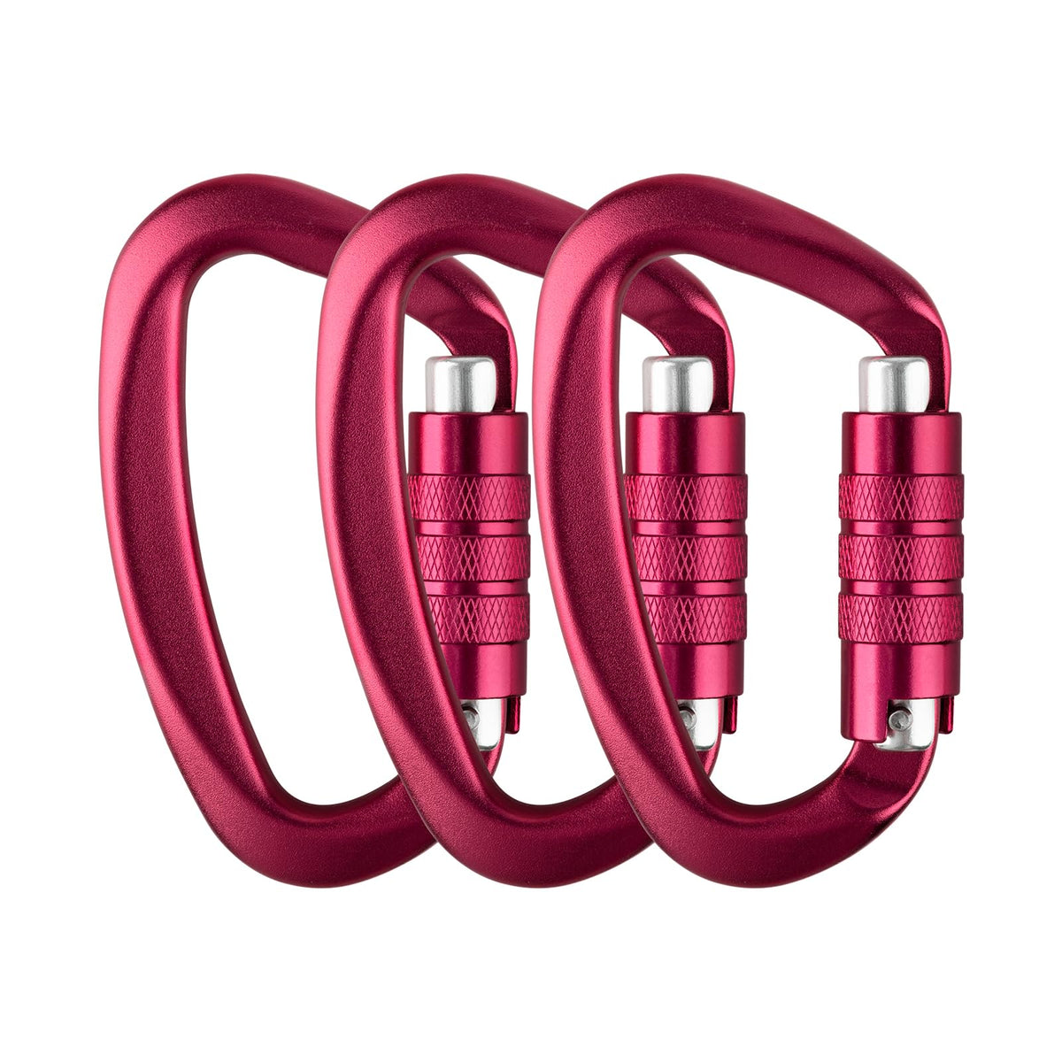 Aspire hot-pink carabiner 12kn assembly for secure outdoor setups.