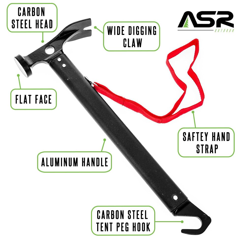 ASR Outdoor hammer head close-up highlights forged steel durability.