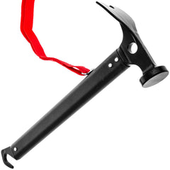 ASR Outdoor 13oz carbon steel hammer with stake puller aids quick campsite setup.