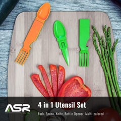 ASR Outdoor 3-in-1 utensils with fork for easy camping dining.