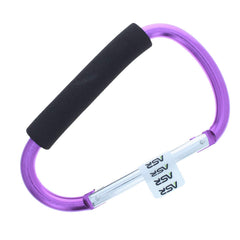 ASR Outdoor jumbo aluminum carabiner with cushion grip, purple, close-up view for comfortable clipping.
