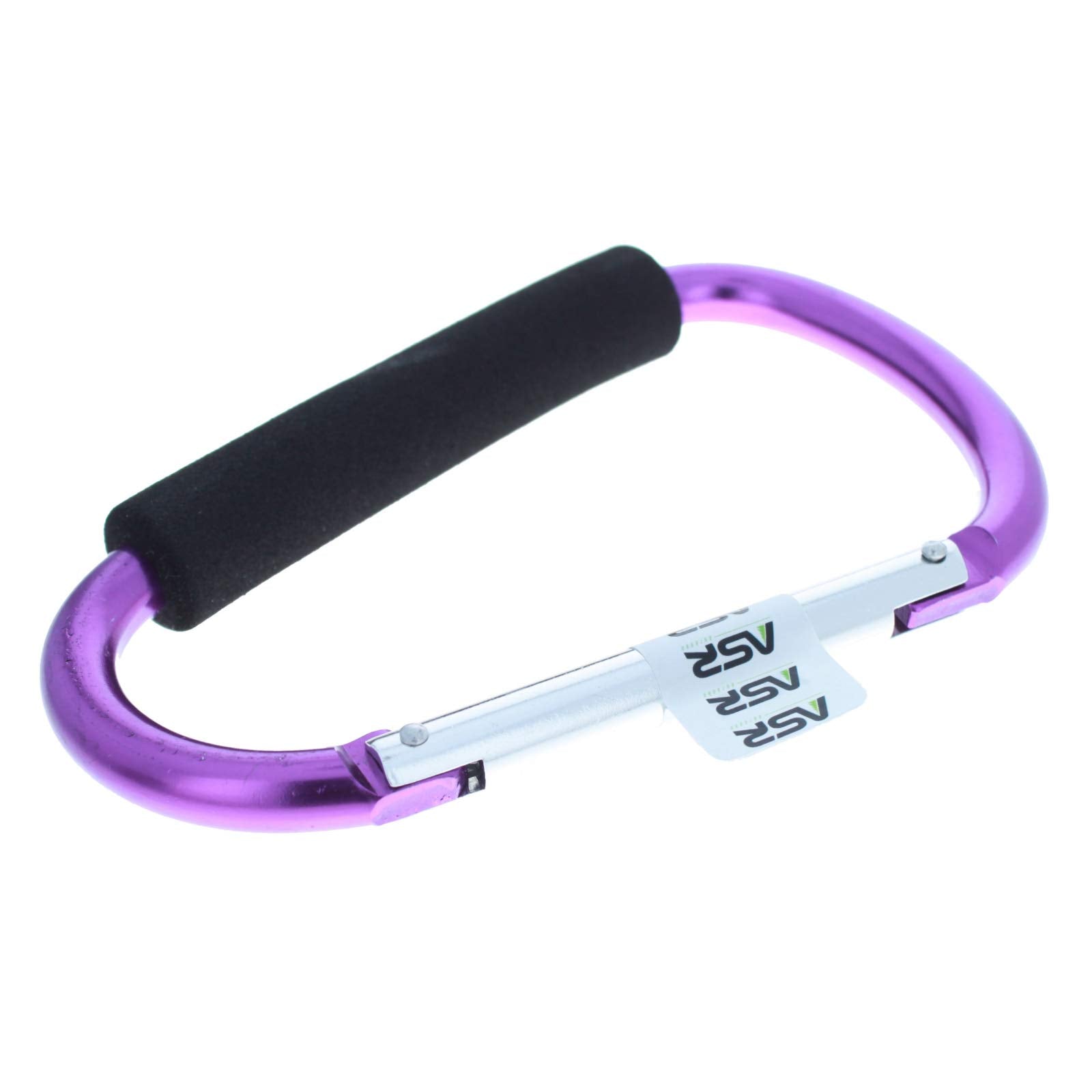 ASR Outdoor purple carabiner dimensions highlight 6.5-inch by 4-inch profile.