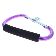 ASR Outdoor purple carabiner in use while hiking for quick gear access.