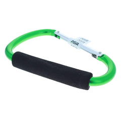 ASR Outdoor green aluminum carabiner detail close-up showing hinge and coating