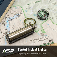 ASR Outdoor compass-equipped lighter demonstrated for navigation aid in the wilderness