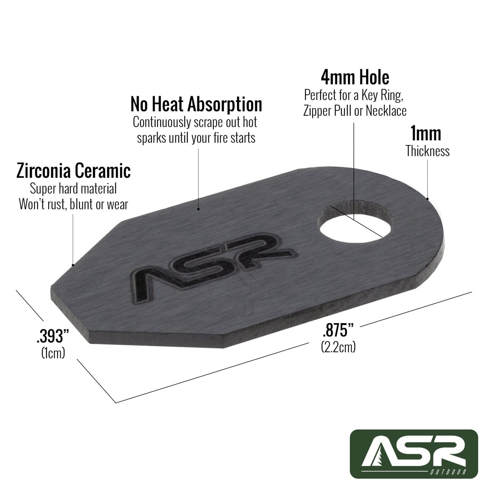 ASR Outdoor fire starter with paracord attachment for quick access