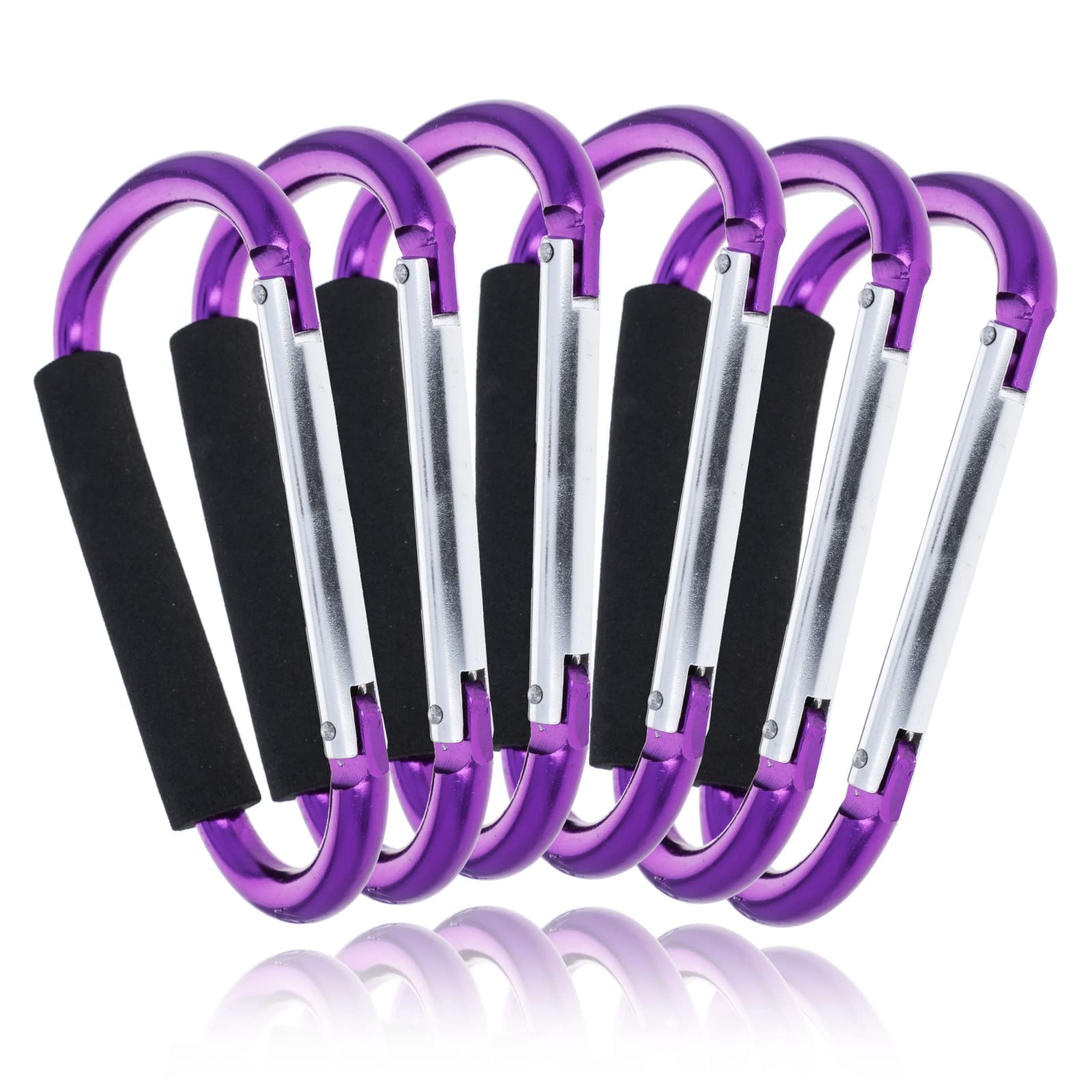 ASR Outdoor 6.5 XL carabiner in purple, durable for travel and hiking packs.
