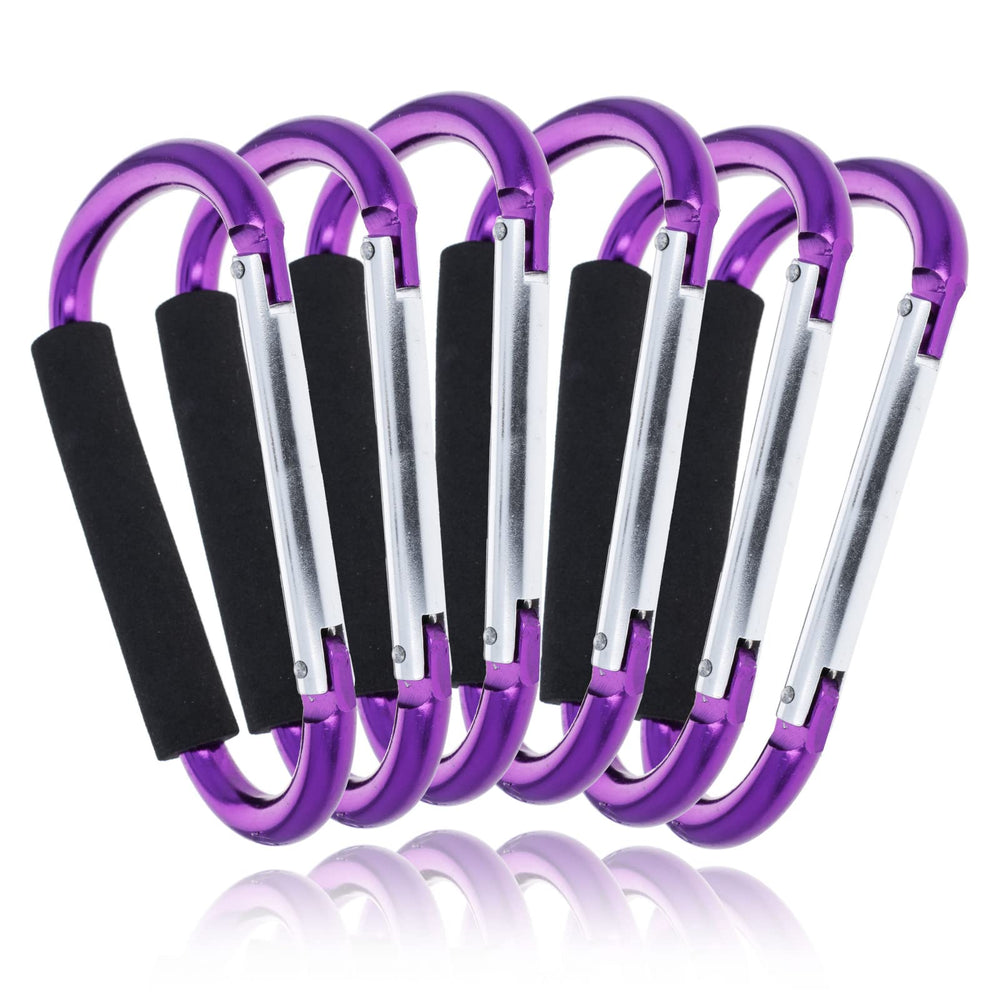 ASR Outdoor 6.5 XL carabiner in purple, durable for travel and hiking packs.