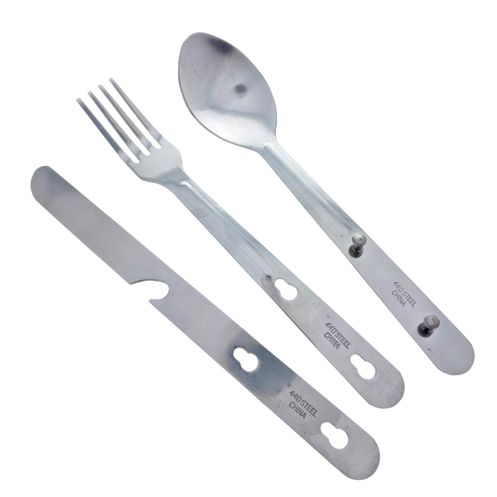 ASR Outdoor stainless steel camp utensils resist rust for dependable outdoor use.