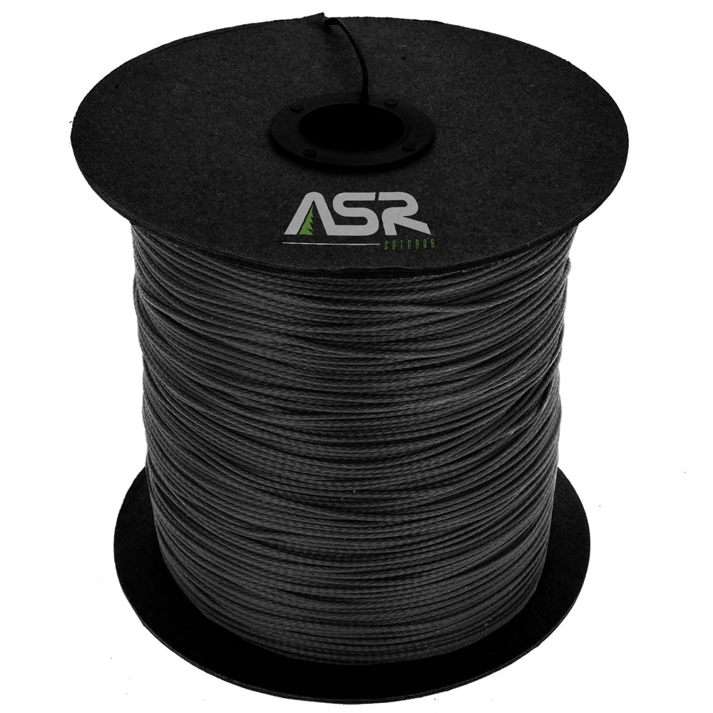 ASR Outdoor Technora survival cord 1000ft black coil for versatile outdoor use.